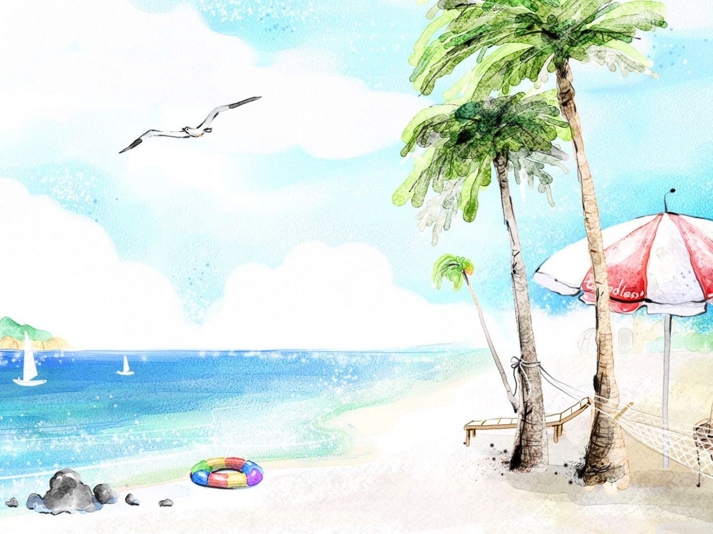 Рисунки пастелью пляж