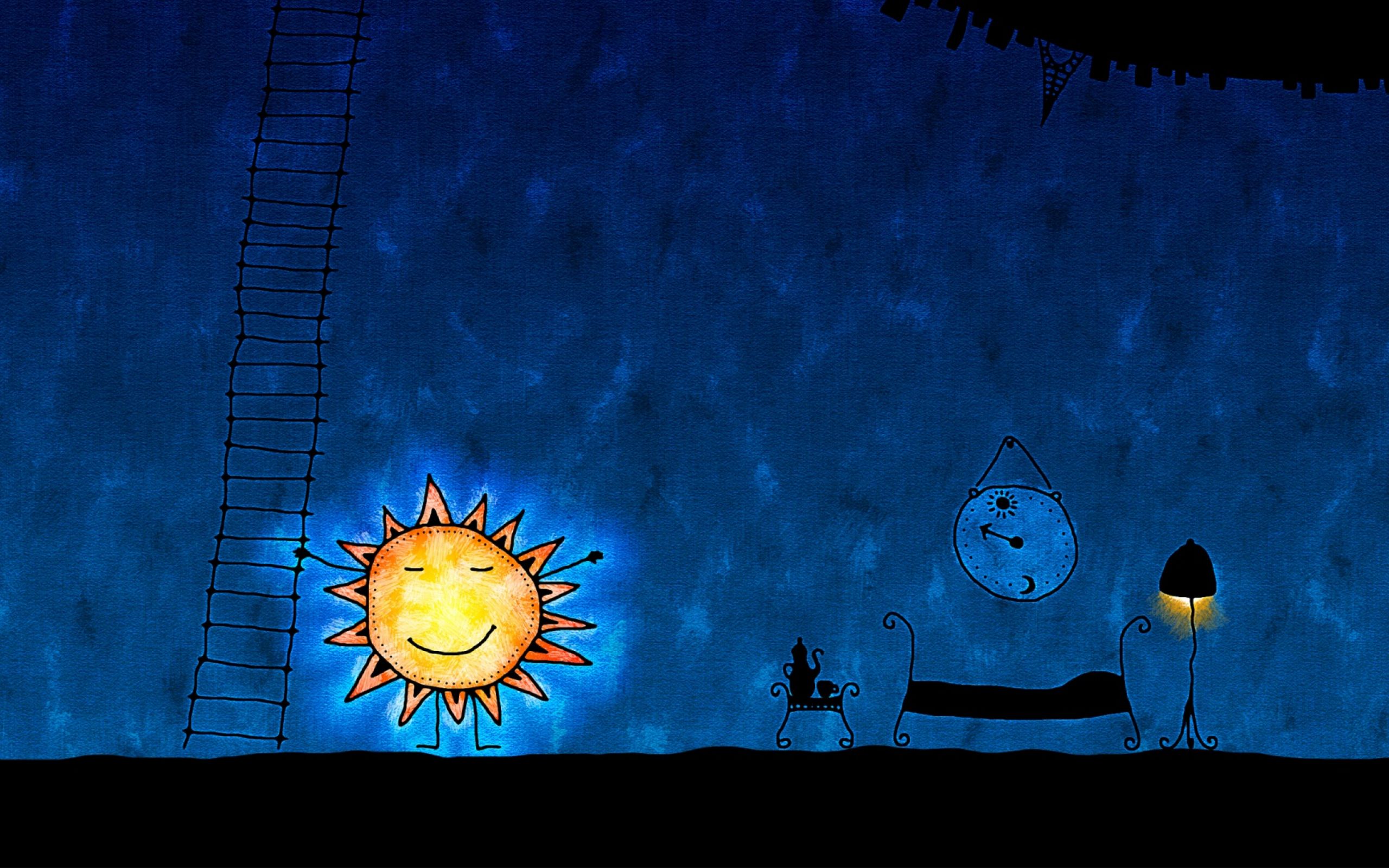 День чернее ночи солнце. Ночное солнце. Солнце на синем фоне. Ночь рисунок. Креативный рабочий стол ночь.